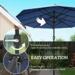 Outsunny Garden Parasol 14.4ft Double-Sided Sun Umbrella with Base, Patio Parasol with LED Solar Lights, Navy Blue - Image 6