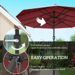Garden Parasol 14.4ft Double-Sided Sun Umbrella with Base, Patio Parasol with LED Solar Lights, Wine Red - Image 6