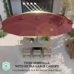 Garden Parasol 14.4ft Double-Sided Sun Umbrella with Base, Patio Parasol with LED Solar Lights, Wine Red - Image 7