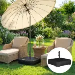 Outsunny Garden Parasol Base 176 lbs Sand Filled Heavy-Duty Stand for Cantilever Umbrellas and 1.9" Poles Black - Image 2