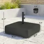 Outsunny Garden Parasol Base 176 lbs Sand Filled Heavy-Duty Stand for Cantilever Umbrellas and 1.9" Poles Black - Image 3