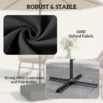 Outsunny Garden Parasol Base 176 lbs Sand Filled Heavy-Duty Stand for Cantilever Umbrellas and 1.9" Poles Black - Image 6