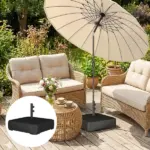 Outsunny Garden Parasol Base 176 lbs Sand Filled Heavy-Duty Stand for Cantilever Umbrellas and 1.9" Poles Black - Image 8