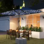 Outsunny Garden Parasol, Double-Sided Sun Umbrella with LED Solar Lights, Patio Parasol for Outdoor, Blue - Image 2