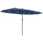 Outsunny Garden Parasol, Double-Sided Sun Umbrella with LED Solar Lights, Patio Parasol for Outdoor, Blue - Image 12