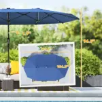 Outsunny Garden Parasol, Double-Sided Sun Umbrella with LED Solar Lights, Patio Parasol for Outdoor, Blue - Image 3