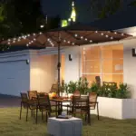 Outsunny Garden Parasol, Double-Sided Sun Umbrella with LED Solar Lights, Patio Parasol for Outdoor, Coffee - Image 2