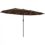 Outsunny Garden Parasol, Double-Sided Sun Umbrella with LED Solar Lights, Patio Parasol for Outdoor, Coffee - Image 12
