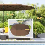 Outsunny Garden Parasol, Double-Sided Sun Umbrella with LED Solar Lights, Patio Parasol for Outdoor, Coffee - Image 3
