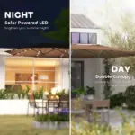Outsunny Garden Parasol, Double-Sided Sun Umbrella with LED Solar Lights, Patio Parasol for Outdoor, Coffee - Image 4