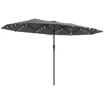 Outsunny Garden Parasol, Double-Sided Sun Umbrella with LED Solar Lights, Patio Parasol for Outdoor, Gray - Image 12
