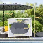 Outsunny Garden Parasol, Double-Sided Sun Umbrella with LED Solar Lights, Patio Parasol for Outdoor, Gray - Image 3
