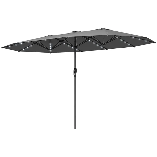 garden-parasol-double-sided-sun-umbrella-with-led-solar-lights-patio-parasol-for-outdoor-gray.webp Outsunny Garden Parasol, Double-Sided Sun Umbrella with LED Solar Lights, Patio Parasol for Outdoor, Gray - Image 1
