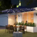 Outsunny Garden Parasol, Double-Sided Sun Umbrella with LED Solar Lights, Patio Parasol for Outdoor, Navy Blue - Image 2