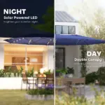 Outsunny Garden Parasol, Double-Sided Sun Umbrella with LED Solar Lights, Patio Parasol for Outdoor, Navy Blue - Image 4