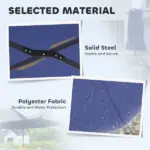 Outsunny Garden Parasol, Double-Sided Sun Umbrella with LED Solar Lights, Patio Parasol for Outdoor, Navy Blue - Image 7