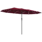 Outsunny Garden Parasol, Double-Sided Sun Umbrella with LED Solar Lights, Patio Parasol for Outdoor, Wine Red - Image 11