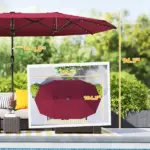 Outsunny Garden Parasol, Double-Sided Sun Umbrella with LED Solar Lights, Patio Parasol for Outdoor, Wine Red - Image 3