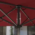Outsunny Garden Parasol, Double-Sided Sun Umbrella with LED Solar Lights, Patio Parasol for Outdoor, Wine Red - Image 9