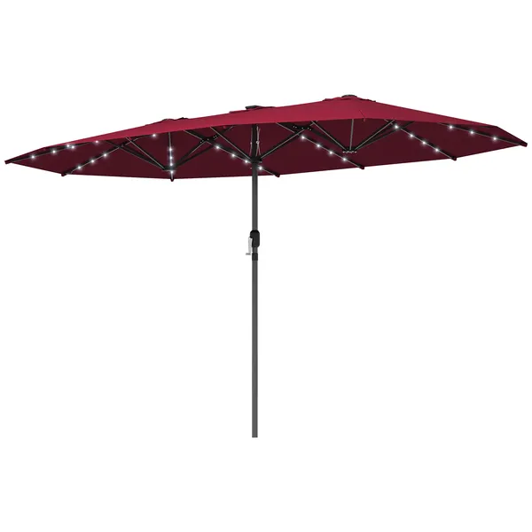 garden-parasol-double-sided-sun-umbrella-with-led-solar-lights-patio-parasol-for-outdoor-wine-red.webp Outsunny Garden Parasol, Double-Sided Sun Umbrella with LED Solar Lights, Patio Parasol for Outdoor, Wine Red - Image 1