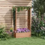 Garden Planter with Trellis: Wooden Construction for Climbing Plants, Includes Drainage, 70.75" Height - Image 2