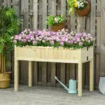 Garden Planter Wood Rectangular Folding Outdoor Workstation with Drainage Hole 45.25'' x 22'' x 30'' - Image 2