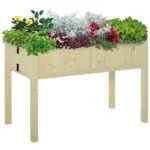 Garden Planter Wood Rectangular Folding Outdoor Workstation with Drainage Hole 45.25'' x 22'' x 30''