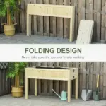Garden Planter Wood Rectangular Folding Outdoor Workstation with Drainage Hole 45.25'' x 22'' x 30'' - Image 4