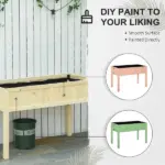 Garden Planter Wood Rectangular Folding Outdoor Workstation with Drainage Hole 45.25'' x 22'' x 30'' - Image 6