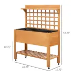 Garden Raised Bed with Shelf Wheels Wooden Planter Box for Vegetables Flowers Brown - Image 3