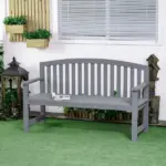 2 Seat Outdoor Wooden Garden Bench with Backrest and Armrests - Image 2