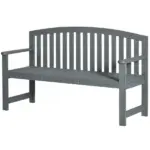 2 Seat Outdoor Wooden Garden Bench with Backrest and Armrests - Image 11