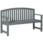 2 Seat Outdoor Wooden Garden Bench with Backrest and Armrests