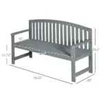 2 Seat Outdoor Wooden Garden Bench with Backrest and Armrests - Image 3