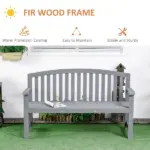 2 Seat Outdoor Wooden Garden Bench with Backrest and Armrests - Image 5