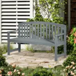 2 Seat Outdoor Wooden Garden Bench with Backrest and Armrests - Image 10