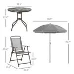 Garden Soiree: 6-Piece Gray Patio Dining Set with Umbrella and Glass Table - Image 3