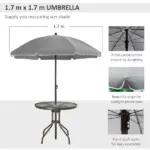 Garden Soiree: 6-Piece Gray Patio Dining Set with Umbrella and Glass Table - Image 6