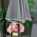 Garden Soiree: 6-Piece Gray Patio Dining Set with Umbrella and Glass Table - Image 9