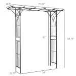 82 Inch Steel Garden Trellis Arch with Scrollwork, Dark Gray - Image 3