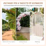 82 Inch Steel Garden Trellis Arch with Scrollwork, Dark Gray - Image 4