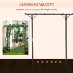 82 Inch Steel Garden Trellis Arch with Scrollwork, Dark Gray - Image 6