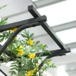 82 Inch Steel Garden Trellis Arch with Scrollwork, Dark Gray - Image 7