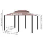 Outsunny Gazebo 10x13 Khaki with Curtains Vented Roof and Steel Frame for Outdoor Use - Image 3