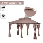 Outsunny Gazebo 10x13 Khaki with Curtains Vented Roof and Steel Frame for Outdoor Use - Image 4