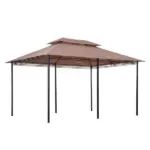 Outsunny Gazebo 10x13 Khaki with Curtains Vented Roof and Steel Frame for Outdoor Use - Image 7