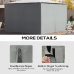 Gazebo Enclosure Set: 9.84' x 13.1' Light Gray 4 Panels with 48 Hooks and Rings for Pergolas - Image 5