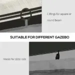 Gazebo Enclosure Set: 9.84' x 13.1' Light Gray 4 Panels with 48 Hooks and Rings for Pergolas - Image 6