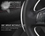 Genuine Cowhide Stitch-On Steering Wheel Cover for 15 Inch Wheels Black - Image 5