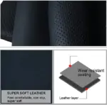 Genuine Cowhide Stitch-On Steering Wheel Cover for 15 Inch Wheels Black - Image 6